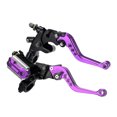 thumbnail image 1 of Tignapoo Universal CNC Aluminum Alloy Motorcycle Brake Lever Set with 7/8" Handlebar, 16mm Piston, Anodized Purple Finish, Compatible with DOT3/DOT4 Brake Fluid, 1 of 6