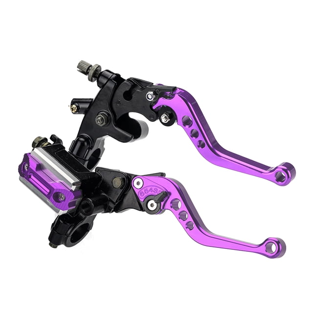 Tignapoo Universal CNC Aluminum Alloy Motorcycle Brake Lever Set with 7/8" Handlebar, 16mm Piston, Anodized Purple Finish, Compatible with DOT3/DOT4 Brake Fluid