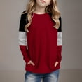 thumbnail image 2 of Posijego Girls Striped Long Sleeve Shirts Kids Round Neck Color Block Tunic Tops Spring T-Shirts Size 4-14 Years, 2 of 6