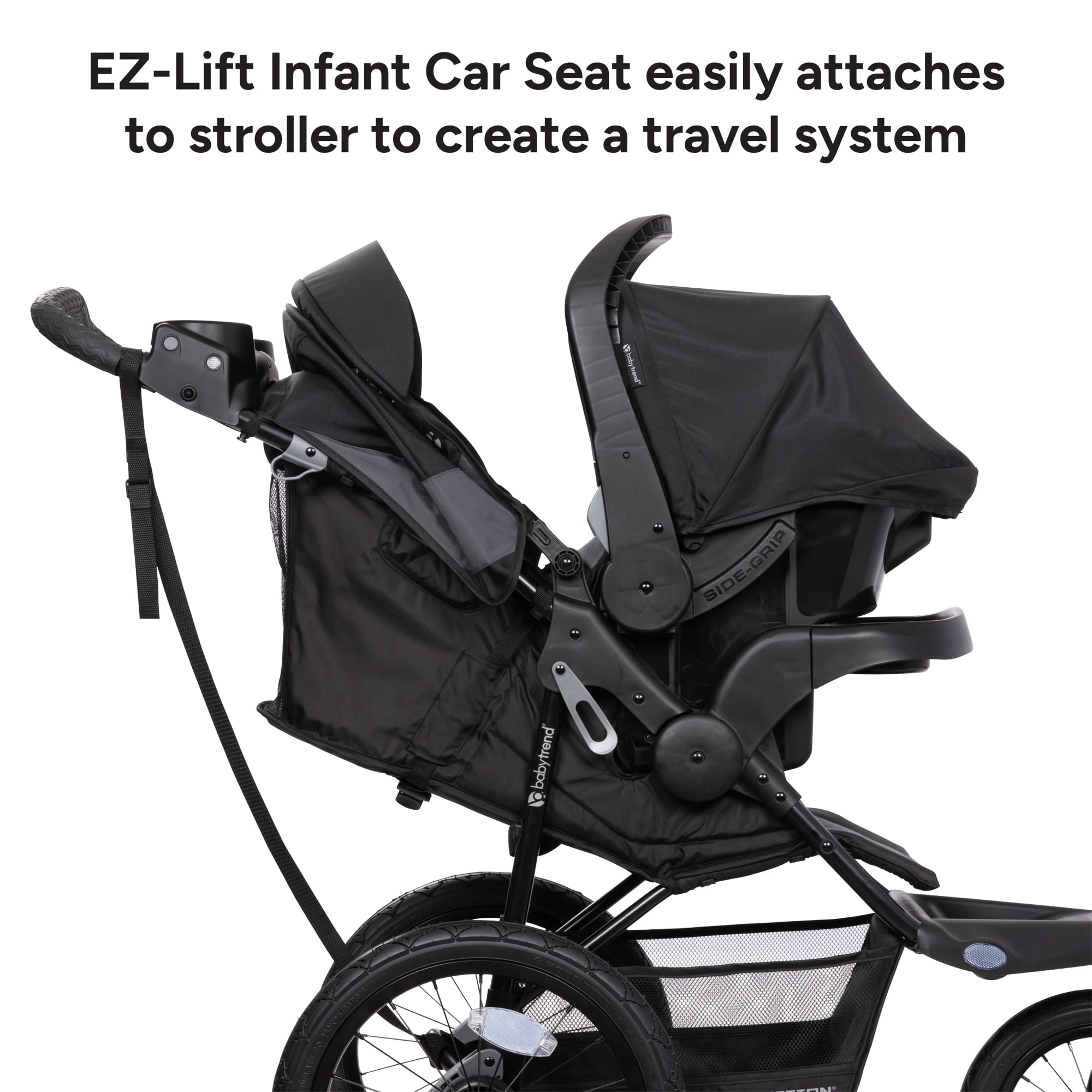 Baby Trend Expedition Zero Flat Jogger Travel System with Led Lights with EZ Lift Plus Infant Car Seat and Base