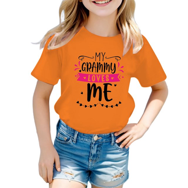 FhsagQ The 7th Of July Fille Enfant Mignonne Graphique Col Rond Manches Courtes Tee Été Décontracté T-Shirt Tout-Petit Fille Printemps The 7th Of July T-Shirts 2T Fille T-Shirts d'Été Taille 8-9 Pâques Orange 3-4 Ans
