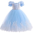thumbnail image 1 of KAWELL Cendrillon Costume de Princesse en Dentelle Mosaïque en Maille Bleu Robe pour Tout-Petites Filles, 1 of 6