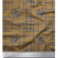 thumbnail image 1 of Soimoi Brown Rayon Fabric Leaves & Geometric Print Fabric by the Yard 56 Inch Wide, 1 of 5