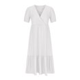 thumbnail image 4 of Lenago Robes d'Été Grande Taille pour Femmes Mode Féminine Col en V Manches Courtes Amples Robe Mi-Mollet Longue Robe de Soirée Plage en Liquidation, 4 of 8