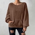 thumbnail image 2 of Yuyuzo Chandails en Molleton pour Femmes, Duveteux, Coupe Ample, Col Rond, Manches Longues, Chandail à Enfiler, Mode d'Automne, Hauts de Chandail avec Poches, 2 of 7