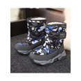 thumbnail image 4 of MAWCLOS Bottes Mi-Mollet Unisexes Bout Rond Chaussures d'Hiver Plateforme Antidérapantes Botte de Neige Doublée Peluche Randonnée Chaussure Chaude Camouflage Gris 4Y, 4 of 9