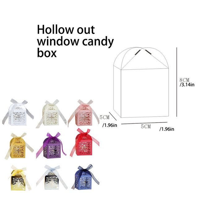 50 Pieces Gift Boxes Snack Art Table Decoration Chocolate Cookie Package Holder Paper Decorative Atmospheres Packing Ribbon Hollow Container White