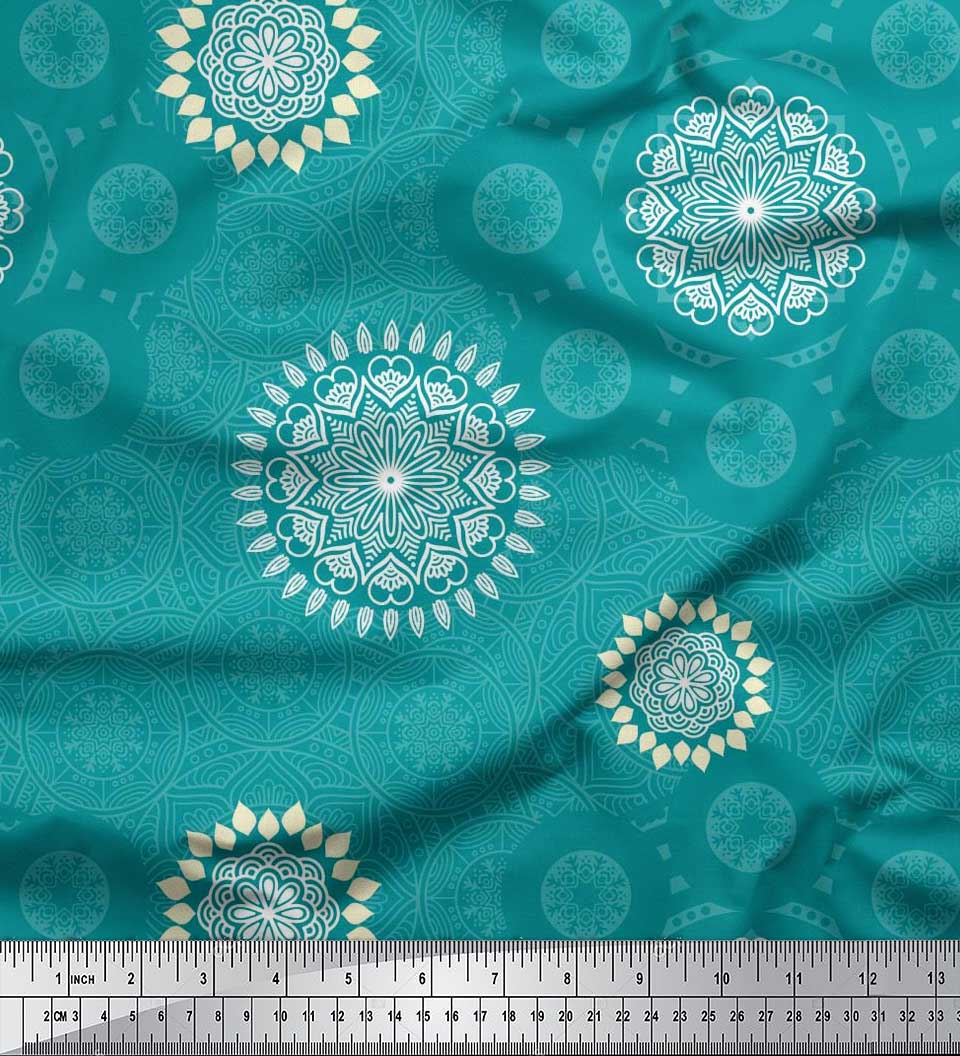 Soimoi Velvet Fabric Mandala Ethnic Print Fabric by Yard 58 Inch Wide