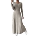 thumbnail image 1 of Yuyuzo Robes Chandails pour Femmes Décontractées d'Automne à Manches Longues, Coupe Ample, Robe T-Shirt Plissée, Bureau, Confortable, Robe Maxi Évasée, 1 of 7