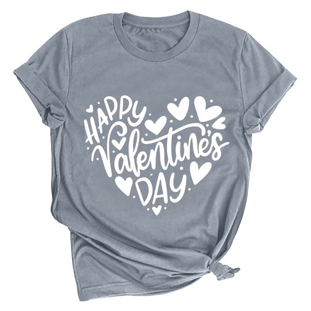 Pisexur Valentines Day T-shirt Top Femmes Imprimé Manches Courtes Haut Manches Courtes Col Rond Haut Chemise