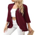 thumbnail image 4 of Womens Lightweight Open Front Cardigans 3/4 Sleeve Ruffled Hem Roomy Casual Cardigan Without Button, 4 of 6