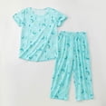 thumbnail image 2 of Wijhcboe 2025 Women Cotton Pajamas Set Pajamas for Mom Short Sleeve Top Capri Womens Pajamas Set Pants Sleepwear Plus Christmas Pajamas for Women Wine Pajama Set for Women Pajama Shirt, 2 of 8