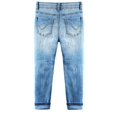 thumbnail image 3 of Kidscool Space Kids Pleated Ripped Holes Elastic Band Inside Water Washed Jeans,Blue,13-14 Years, 3 of 5