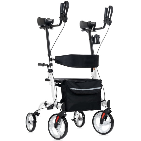 ZENART Déambulateur Rollator Vertical, Déambulateur de Mobilité Roulant Pliant pour Aînés, Blanc