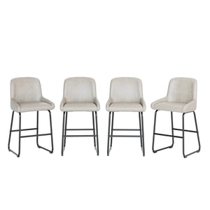 Bar Ensemble de tabourets 4, PU Tabourets de comptoir en cuir avec dossier et repose-pieds, Chaises de bar rembourrées pour salle à manger Kitchen Island, Gris