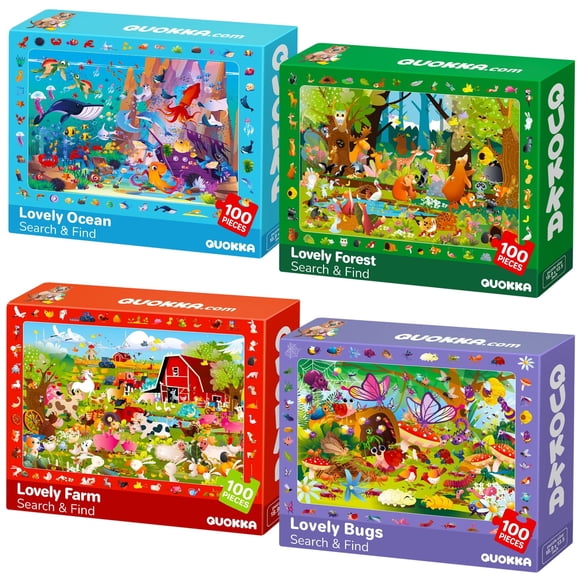 QUOKKA 100 Piece Puzzles for Kids Ages 4-6 - Jigsaw Puzzles for Kids Ages 6-8 - Toddler Learning Toy