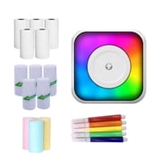 yeacher Portable Thermal Printer M1 with LED Lights, Includes 5 Rolls of Thermal Paper, 5 Sticker Rolls, 3 Color Papers, and 5 Crayons – Ideal for Students and On-the-Go Printing