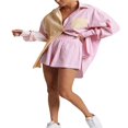 thumbnail image 2 of Ensemble d'Été Deux Pièces pour Femmes Chemise Rayée à Manches Longues et Shorts, 2 of 9