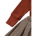 thumbnail image 3 of Faithtur Ensemble Décontracté Deux Pièces pour Filles, Tricot à Col Roulé Uni et Jupe Plissée, Kaki/blanc/rouge/marron, 3 of 9