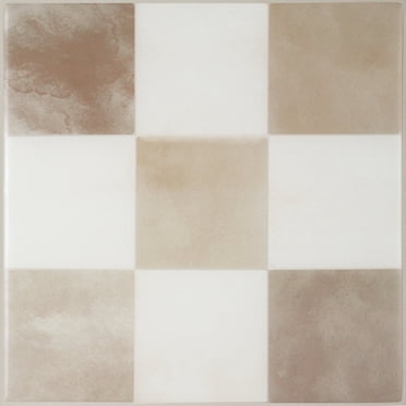 Smart Tiles Peel and Stick Backsplash, 5 Adhesive Tiles, Damier Beige/Ivory, 7.75"x7.75"