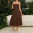 thumbnail image 4 of VEKDONE Women's Casual Split Drawstring Sundress With Straps Brown XXL, 4 of 8