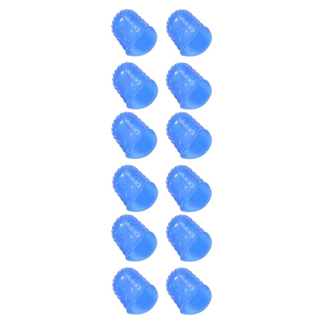 QualitChoice 4pcs Guitar Playing Left Hand Fingertip Ukulele Guitar Fingertip Silicone Protective Cover dark blue S 3Set