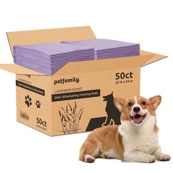 Petfamily Dog Training Pads, Puppy Pads, Super Absorbent, Lavender Scent--23" x 24", 50 Count