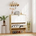 thumbnail image 2 of HOMCOM Narrow Shoe Cabinet, 2 Flip Drawers Shoe Storage Cabinet, White, 2 of 10