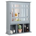 thumbnail image 1 of Gymax Armoire à Pharmacie Murale avec Miroir et Tablette Ajustable, Gris, 1 of 10
