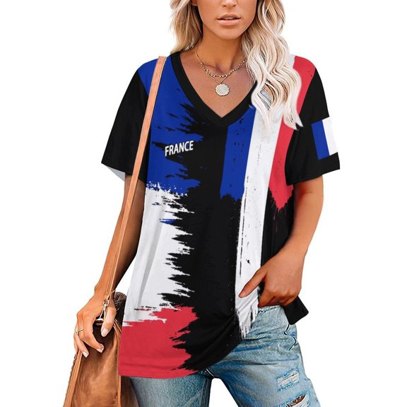 Chandail de Soccer pour Femmes France 2026 pour Fans de Soccer avec Drapeau de la Nation, Chandail Aussi Personnalisé