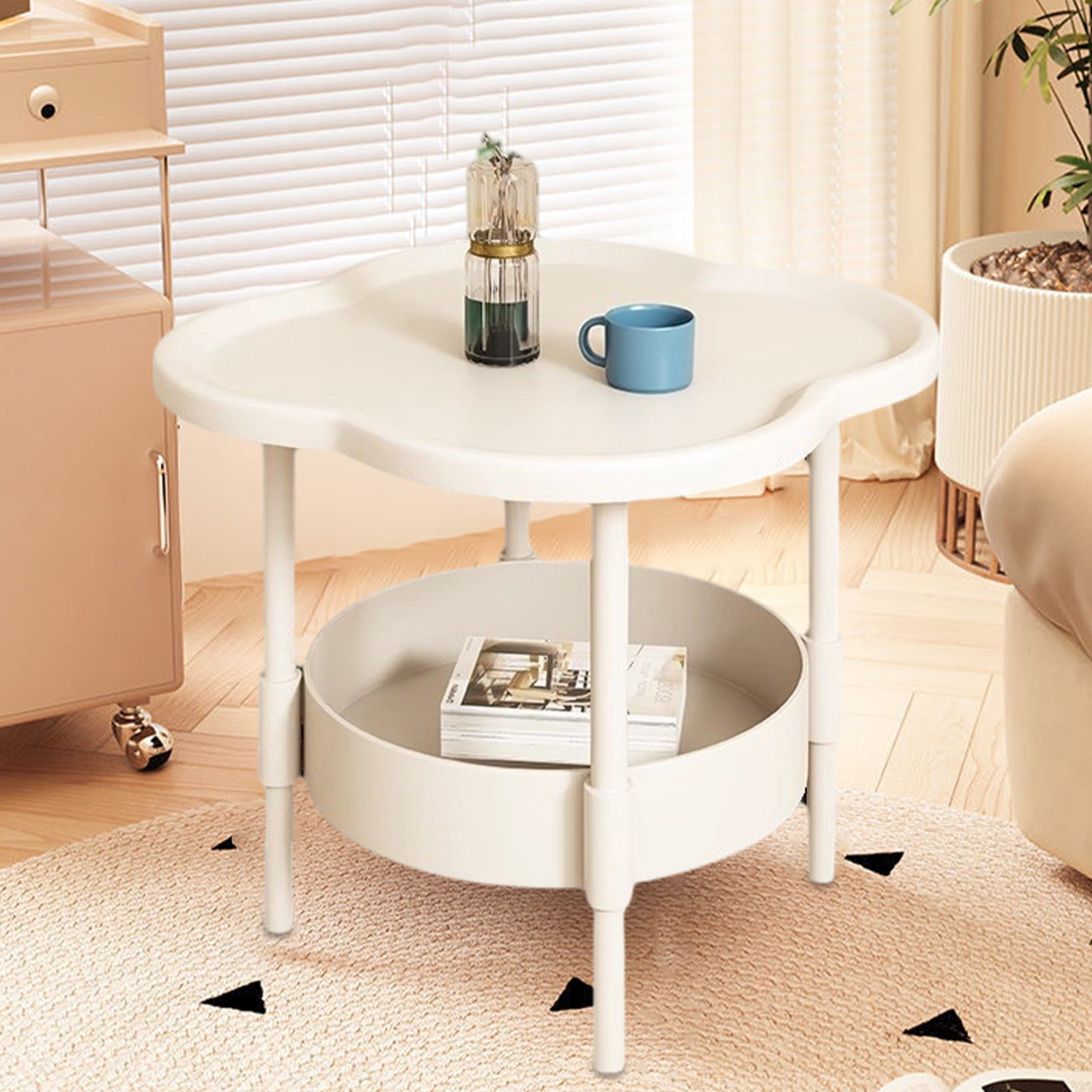 Mini Table Bedside Table Bedroom Bedside Small Storage Rack Apartment Bedside Table Compact Nightstand Storage Rack For Living Room Bedroom Dormitory White Plastic Furniture White