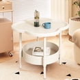 thumbnail image 2 of White Plastic Bedside Table with Double Layer Storage, Mobile Small Side Cabinet for Bedroom or Sofa Use, 2 of 9