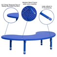 thumbnail image 4 of Flash Furniture 35''W x 65''L Half-Moon Blue Plastic Height Adjustable Activity Table, 4 of 5