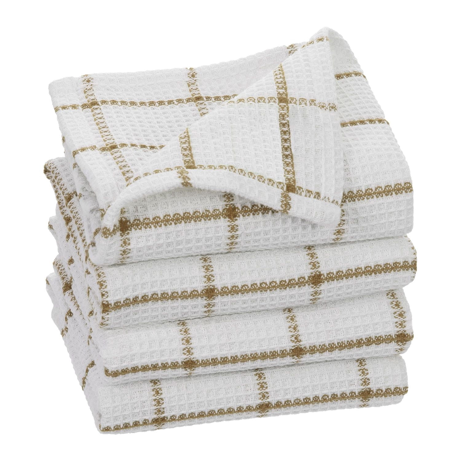 Serviettes à vaisselle FabStyles Solo gaufres, lot de 4, coton filé à l'anneau, lavable en machine, linges à vaisselle longue durée, torchons