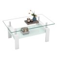 thumbnail image 1 of Rectangle Glass Coffee Table, Clear Coffee Table, Modern Side Center Tables for Living Room, Living Room Furniture,white, 1 of 9