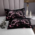 thumbnail image 3 of YST Boys Gaming Quilt Set Queen Kids Gamer Bedspread Pink Geometry Honeycomb Print Coverlet Set, Gamepad Controller Decor Bed Set Modern Abstract Plaid Bedding 3 Pcs, 3 of 5
