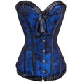thumbnail image 1 of Womens Vintage Floral Denim Overbust Corset Bustier Top, 1 of 5