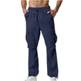 thumbnail image 1 of Navy Man Cargo Workout Athletic Casual Jogger Pants for Mens Ruched Ripped Paperbag Straight Leg Elastic Waist Distressed Basic Long Leg Fall Summer 2025 XXL, 1 of 9