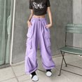 thumbnail image 2 of RKSTN Womens Pants Ladies' Solid Color High Waist Wide Leg Casual Drawstring Work Pants Loose Fitting Long Pants, 2 of 5