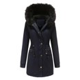 thumbnail image 3 of LSLJS Women Plus Size Winter Warm Composite Plush Button Lapels Jacket Outwear Coat, 3 of 5