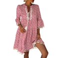 thumbnail image 1 of Ketyyh-chn99 Robes pour Femmes Été Robe Maxi Robe de Plage Automne Décontractée Ample Robe Mini Rouge,2TG, 1 of 4