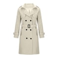 thumbnail image 3 of Soki Women's Long Double-Breasted Trench Coat Fall Winter Jacket with Belt, 3 of 5