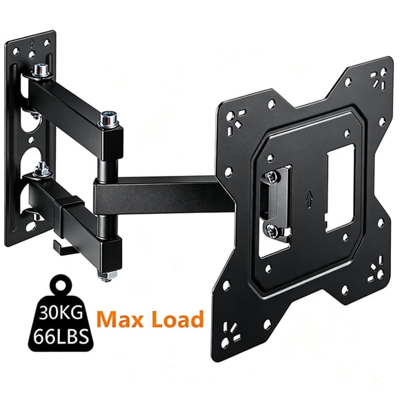 Full Motion TV Wall Mount for 23-43 Inch Flat or Curved Screens Hold up to 66lbs and Max VESA 200x200mm, Articulating TV Bracket with Cable Management, Tilt +3° to -10° and 180° Swivel
