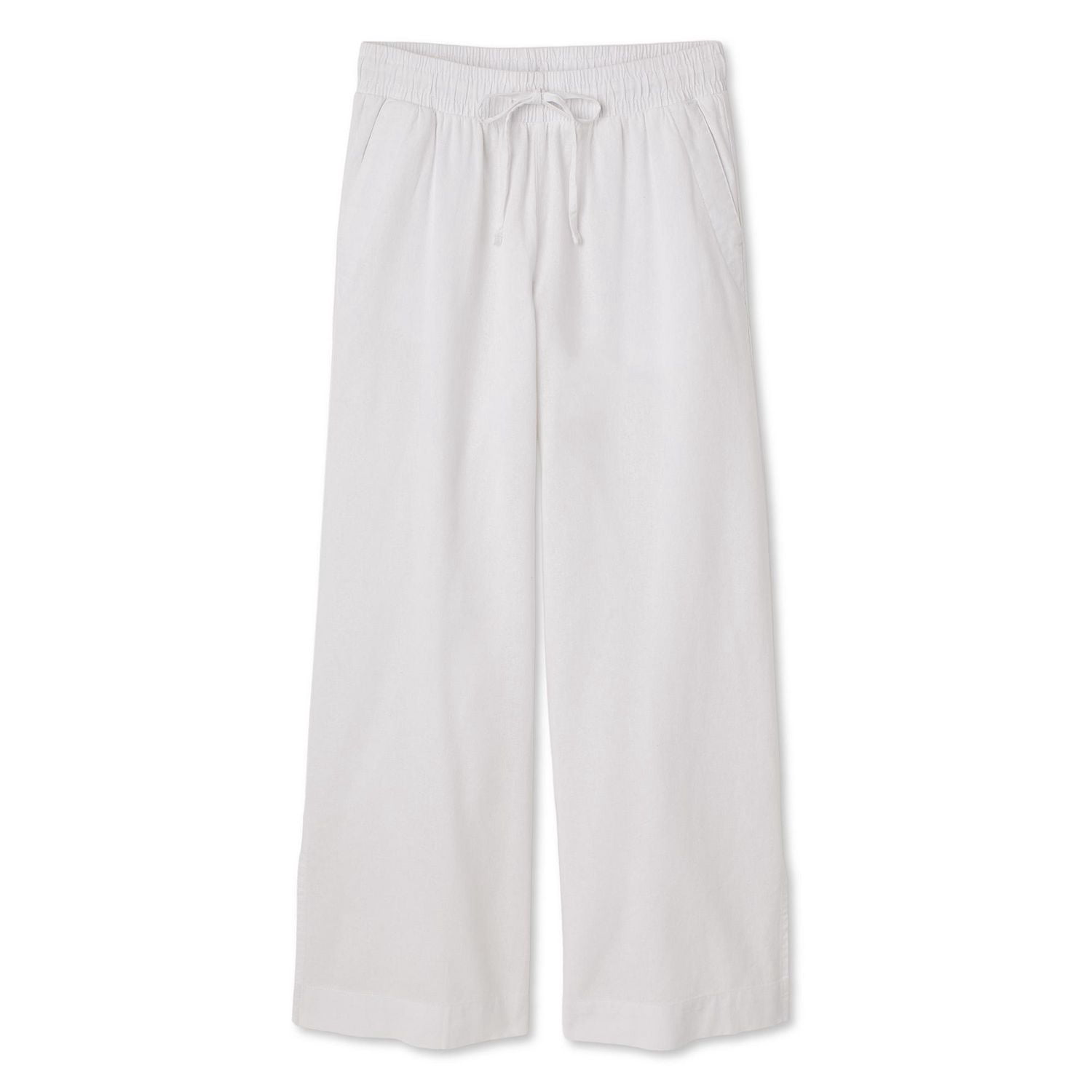 Pantalon à jambe large en mélange de lin George pour femmes