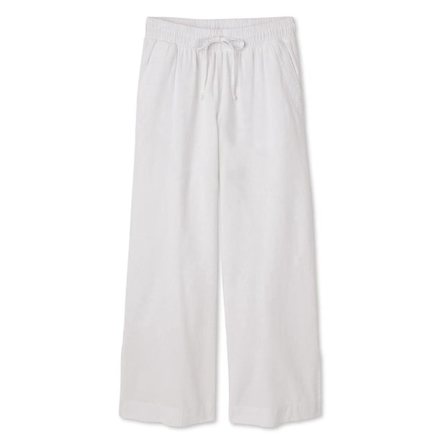 Pantalon à jambe large en mélange de lin George pour femmes