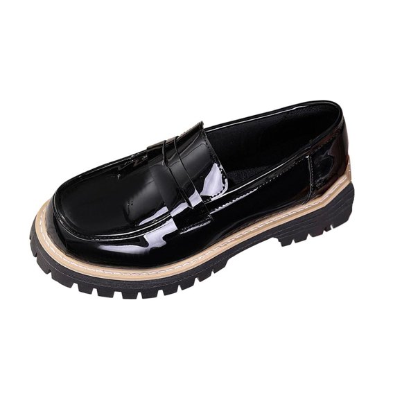 Womens Shoes Casual, Fashion Casual Solid Color Round Toe Block Heel Loafers Mid Heel, Women's Shoes
