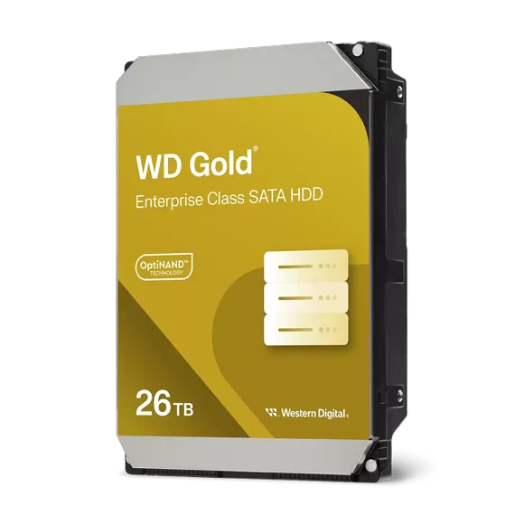 Western Digital 26TB WD Gold Enterprise Class SATA HDD, 3.5" Internal Hard Drive HDD, 7200 RPM, 512MB Cache, CMR - WD261KRYZ