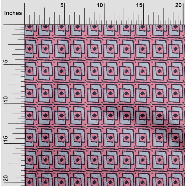 oneOone Viscose Jersey Fabric Square & Floral Block Printed Craft Fabric BTY 60 Inch Wide