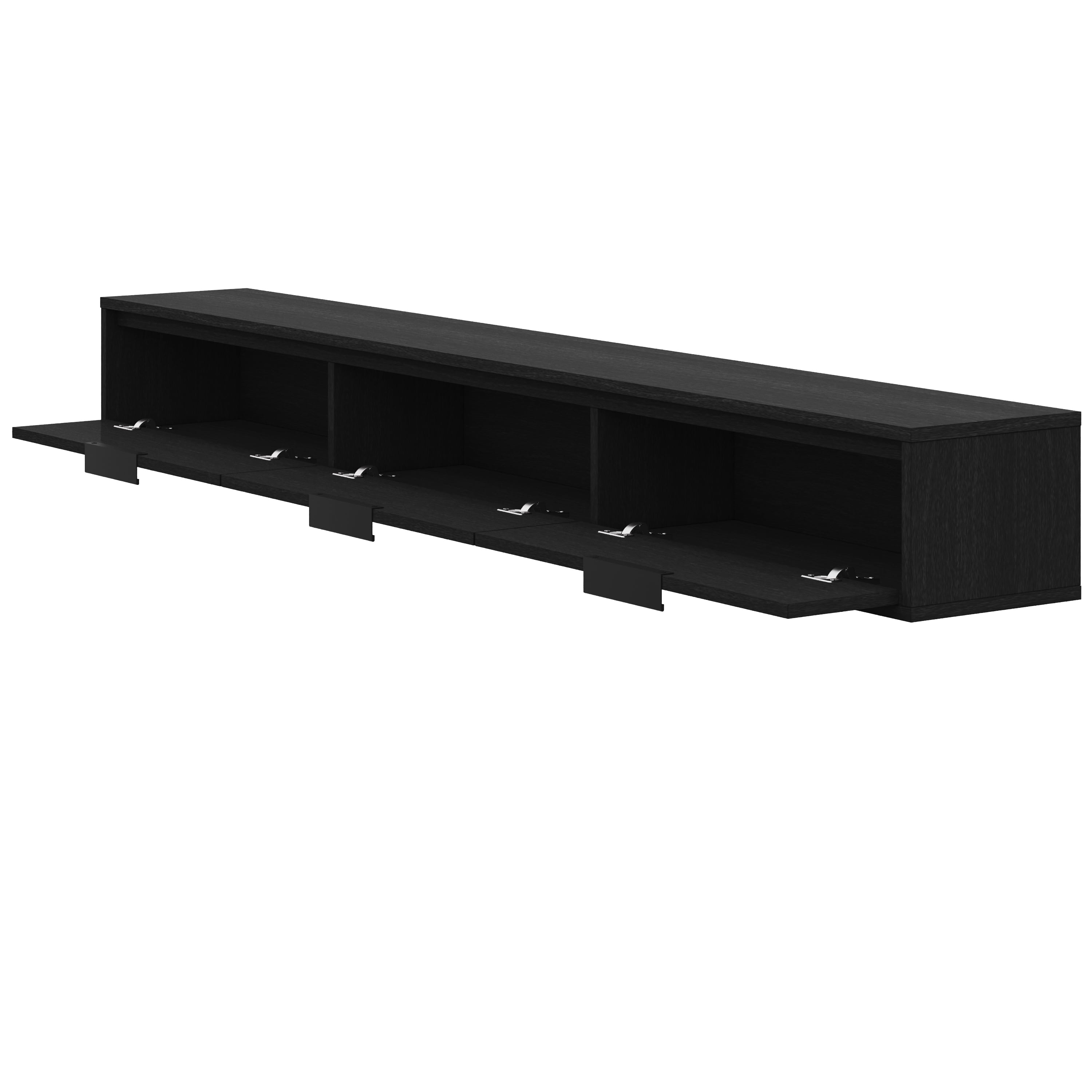 Meuble TV mural Nexera Slim 72 po à 3 portes et 3 armoires, noir