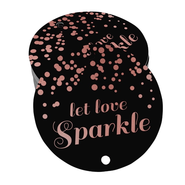 Inkdotpot Rose Gold Foil Paper Hang Tags Let Love Sparkle Wedding Favor Tags 50 Pieces
